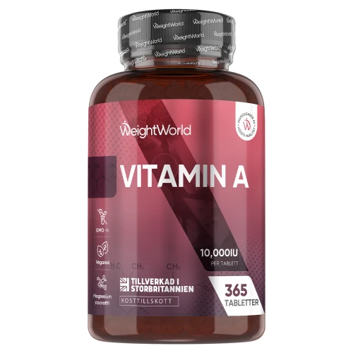 A-vitamin 365 kapslar, 10000IE (3500 mcg) - Få 1-års förbrukning naturlig A-vitamin