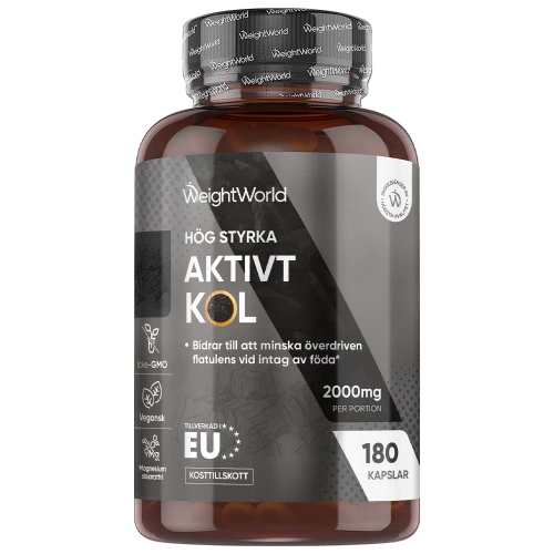 Aktivt Kol 2000 mg, 180 kapslar | Köp från WeightWorld