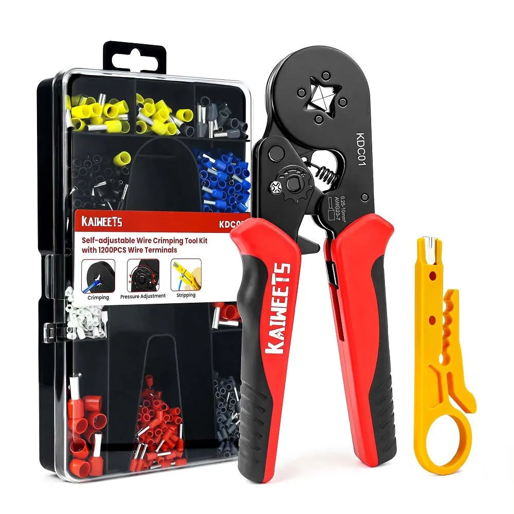 [EU Direct] KAIWEETS KDC01 Professionellt Crimptång Set Självjusterbar 0,34-10mm² Ratcheting Mekanism Wire Stripper Snab