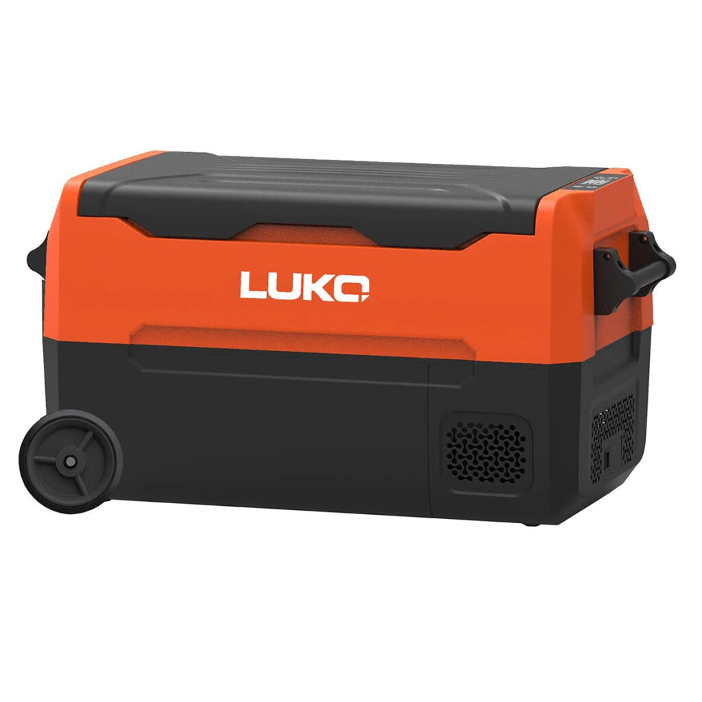 [EU direkt] LUKO Bärbar Mini Kylskåp med Hjul 12 Volt Bil Kylskåp 35 Liter RV Frysbox Kylare för Camping Lastbilar Resor