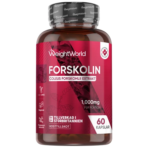 Forskolin 1000 mg, 60 kapslar - Naturliga viktminskning tabletter för fettförbränning - Vegansk