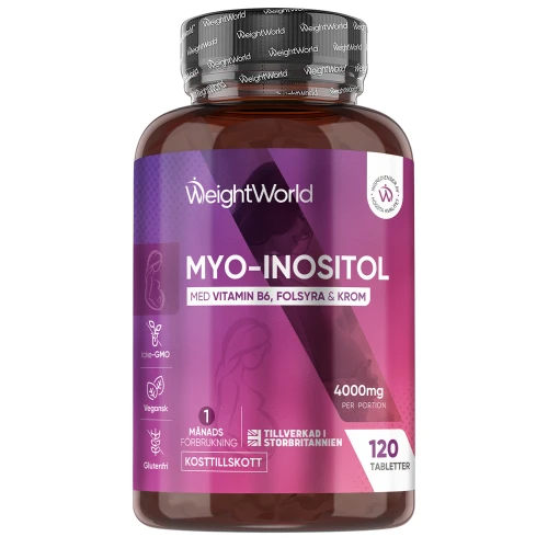 Inositol 4000 mg 120 st | Med folsyra, krom och vitamin B6 | Köp hos WeightWorld