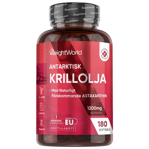 Krillolja 180 kapslar, 1200 mg - Omega 3 för hjärta och blodtryck - Krillolja är ett bra alternativ till vanlig fiskolja