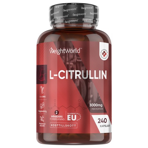 L-Citrullin 3000 mg, 240 kapslar - Aminosyratillskott för pre-workout.