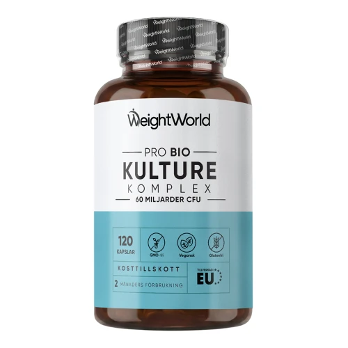 Pro Bio Culture med Probiotika, 120 kapslar | 60 miljarder mjölksyrabakterier | Köp hos WeightWorld