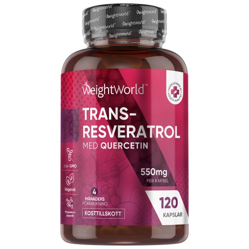 Resveratrol + Quercetin, 550 mg 120 kapslar - Med rödvinsextrakt för hjärtat och anti-aging