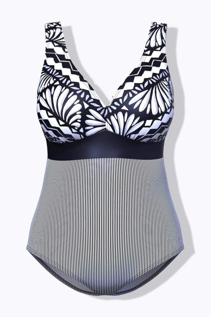 Stora storlekar Baddräkt, Dam, svart, storlek: 58, Polyester/Elastan, Ulla Popken