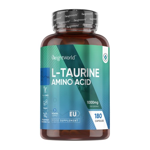 Taurin 180 kapslar - 1000mg - Taurin Tillskott, Aminosyra för muskler