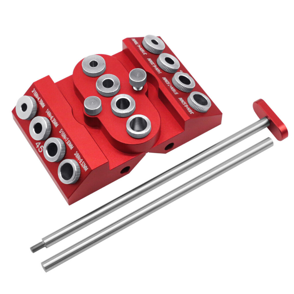 V-Drill Guide 30 45 90 Vinklad Borrguide Jig med 4 storlekar borrhål för plan yta rund del hörn vinklad rak hål