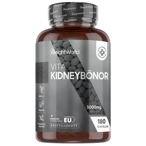 Vita Kidneybönor 5000 mg, 180 kapslar | Med krom och zink | Köp hos WeightWorld