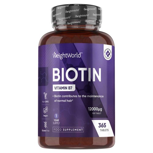 Biotin med vitamin B7 12000 mcg, 365 kapslar - Vitamin för ämnesomsättning - 100% Nöjdhetsgaranti