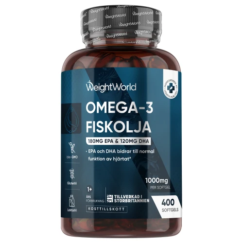 Fiskolja Omega 3, 400 kapslar | Köp från WeightWorld