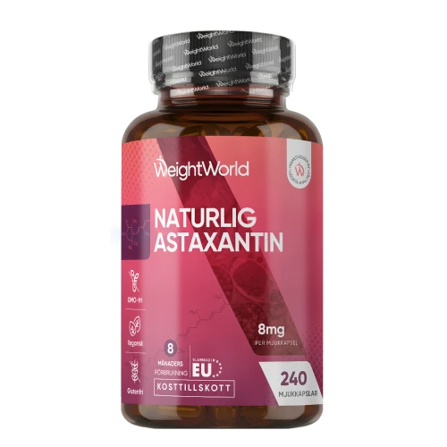 Köp Astaxantin 8 mg, 240 mjukkapslar l WeightWorld