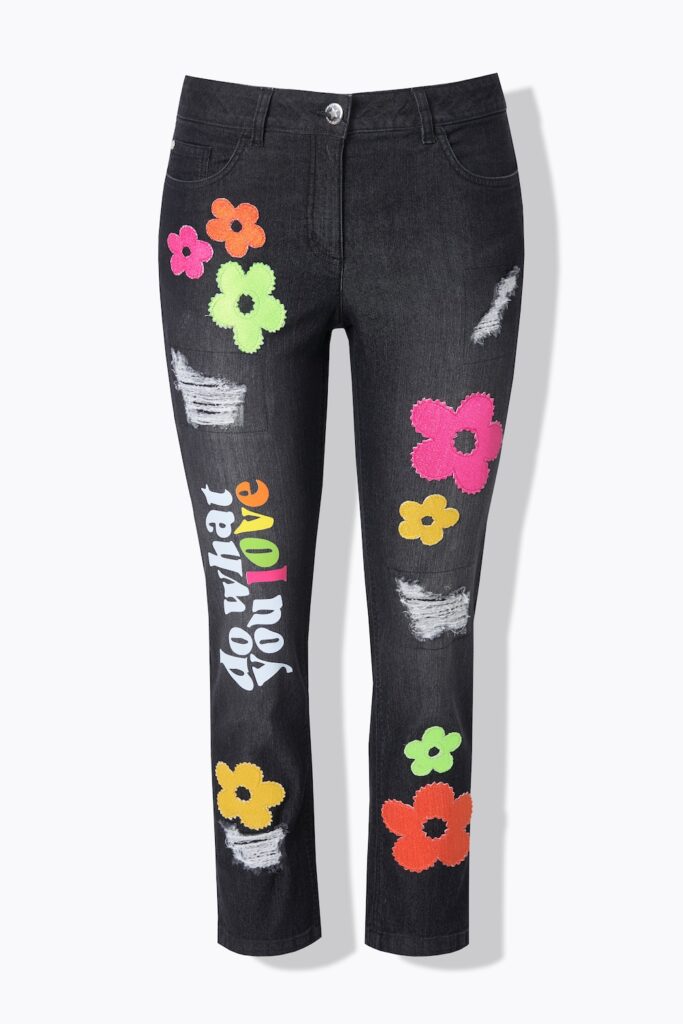 Stora storlekar 7/8-jeans, Dam, svart, storlek: 46, Bomull/Polyester, Angel of Style