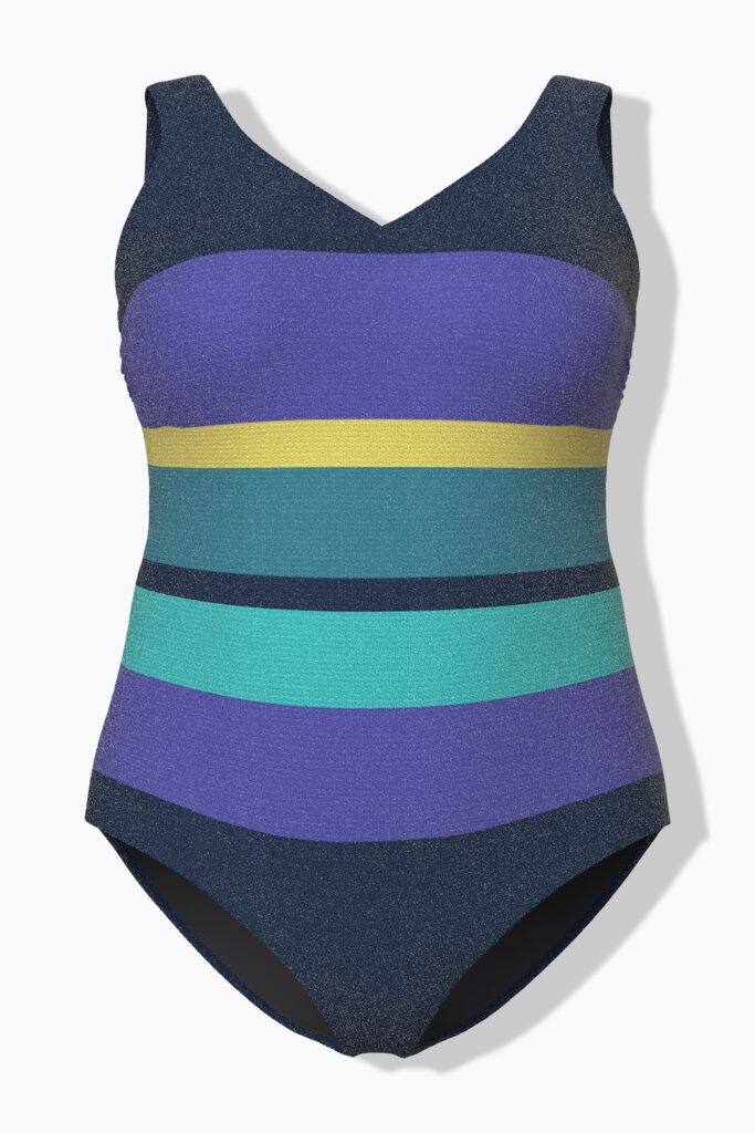 Stora storlekar Baddräkt, Dam, blå, storlek: 46/48, Polyester/Bomull, Ulla Popken