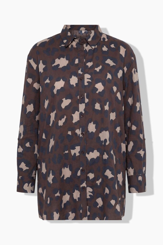 Stora storlekar Blus med leopardmönster, Dam, grå, storlek: 54/56, Bomull, Ulla Popken