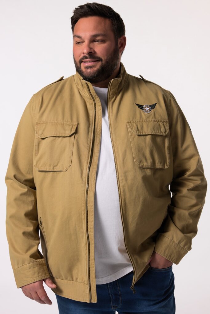 Stora storlekar Bomullsjacka, Her, brun, storlek: 7XL, Polyester/Bomull, Men Plus