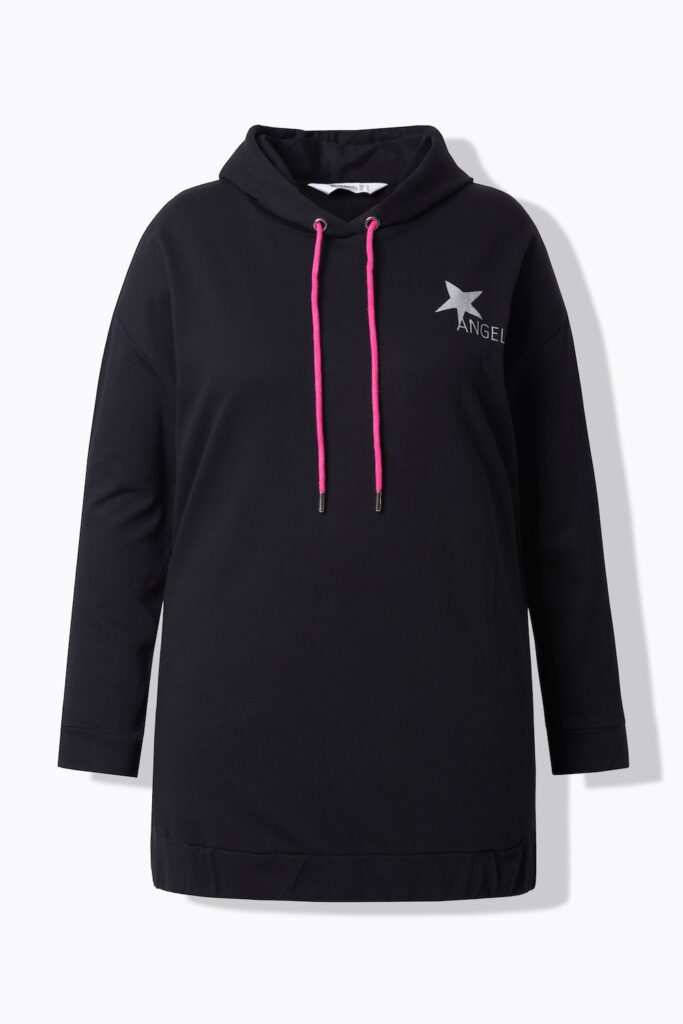 Stora storlekar Hoodie, Dam, svart, storlek: 46, Bomull, Angel of Style