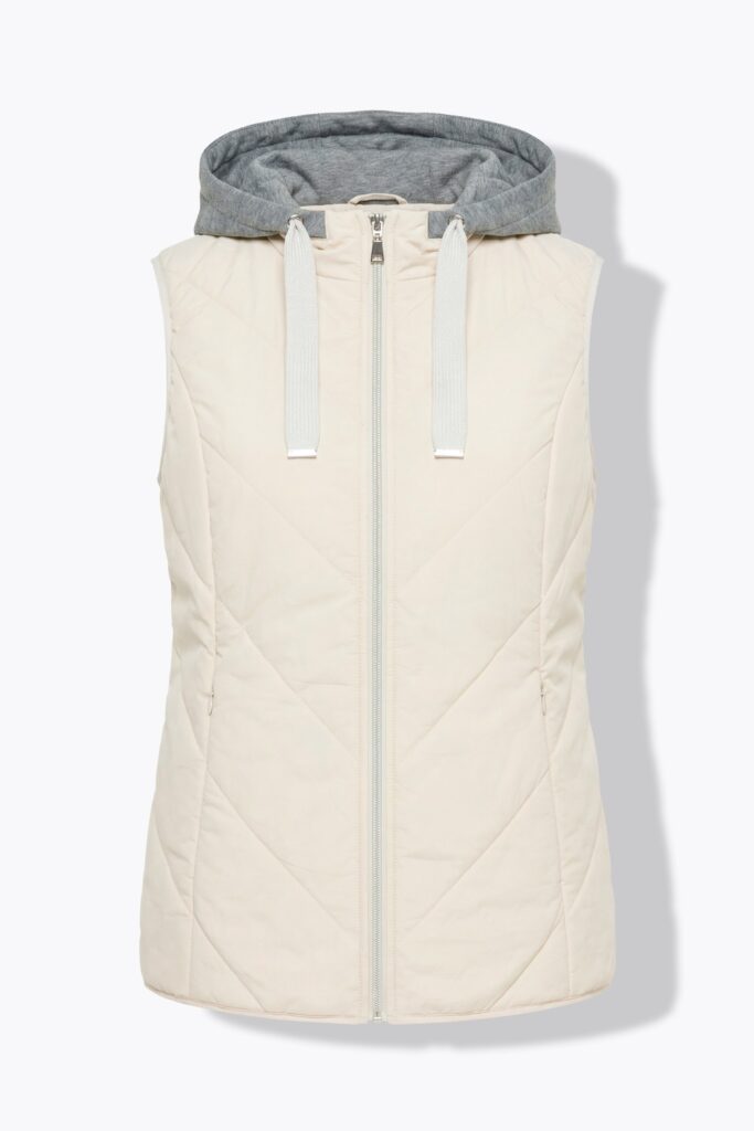 Stora storlekar HYPRAR quiltad väst, Dam, beige, storlek: 54/56, Polyester/Syntetfibrer/Viskos, Ulla Popken