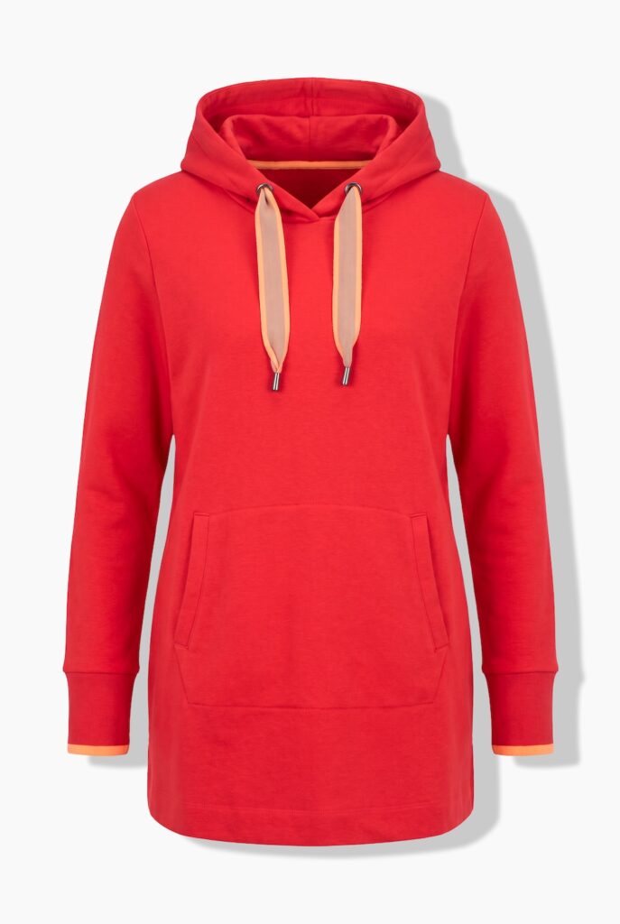 Stora storlekar Lång mjukiströja, Dam, röd, storlek: 40/42, Bomull/Polyester, LAURASON