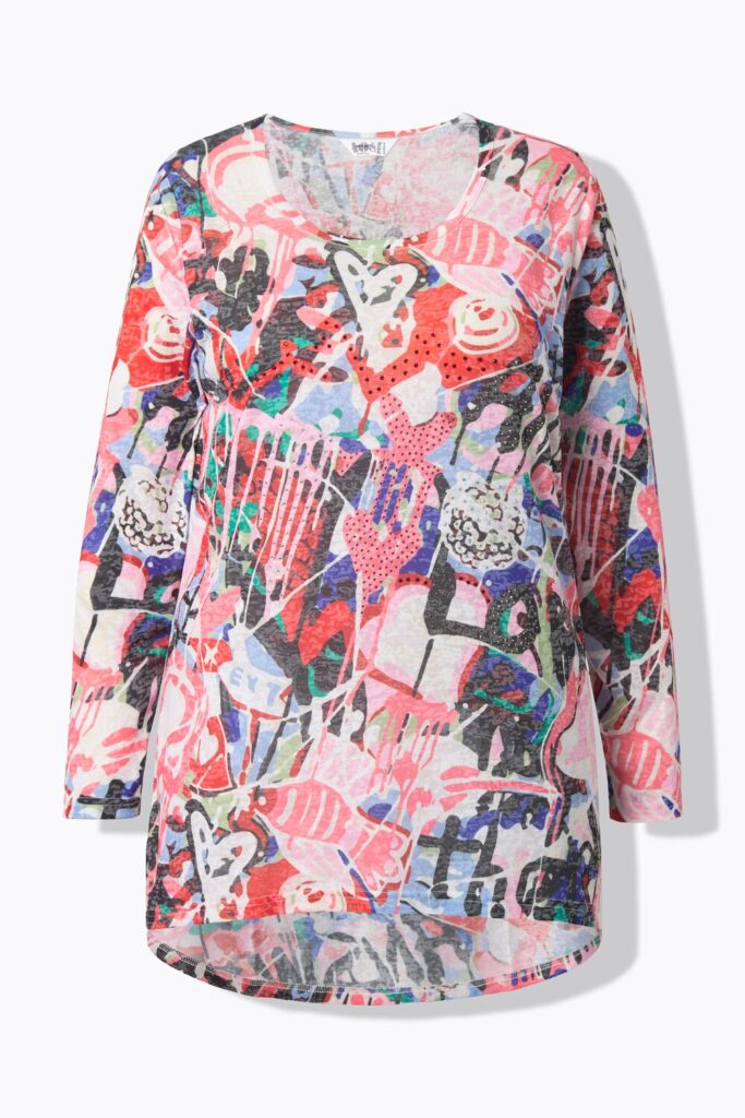 Stora storlekar Långärmad topp, Dam, vit, storlek: 58, Polyester/Viskos, Angel of Style