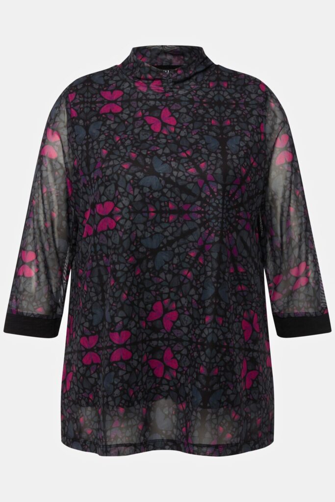 Stora storlekar Meshtopp i A-linjemodell, Dam, svart, storlek: 46/48, Polyester/Viskos, Ulla Popken