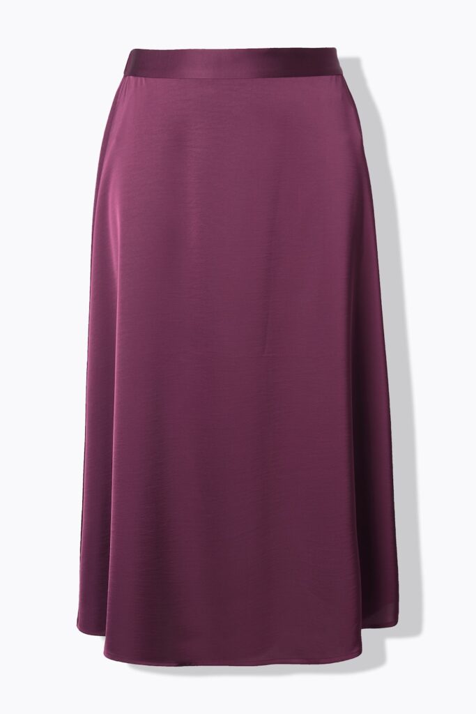 Stora storlekar Midikjol i satin med komfortlinning, Dam, röd, storlek: 58/60, Polyester, Ulla Popken