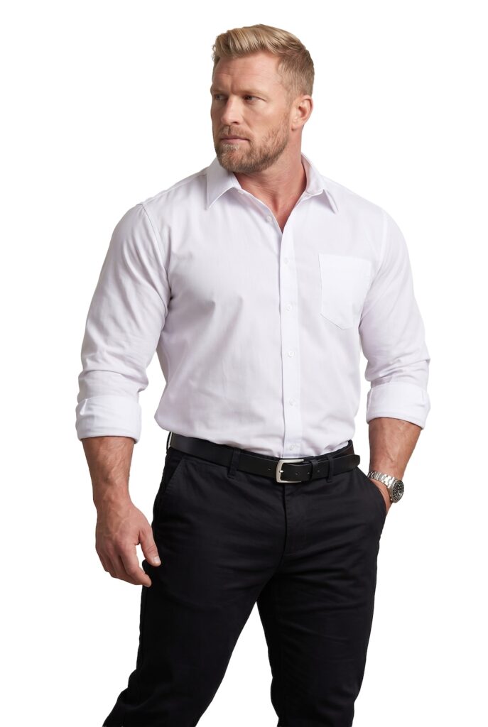Stora storlekar Skjorta, Her, vit, storlek: 7XL, Polyester/Bomull, Men Plus