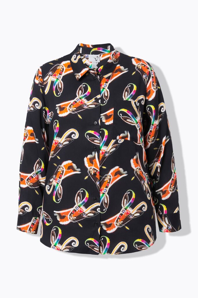 Stora storlekar Skjortblus, Dam, orange, storlek: 62/64, Viskos, Ulla Popken