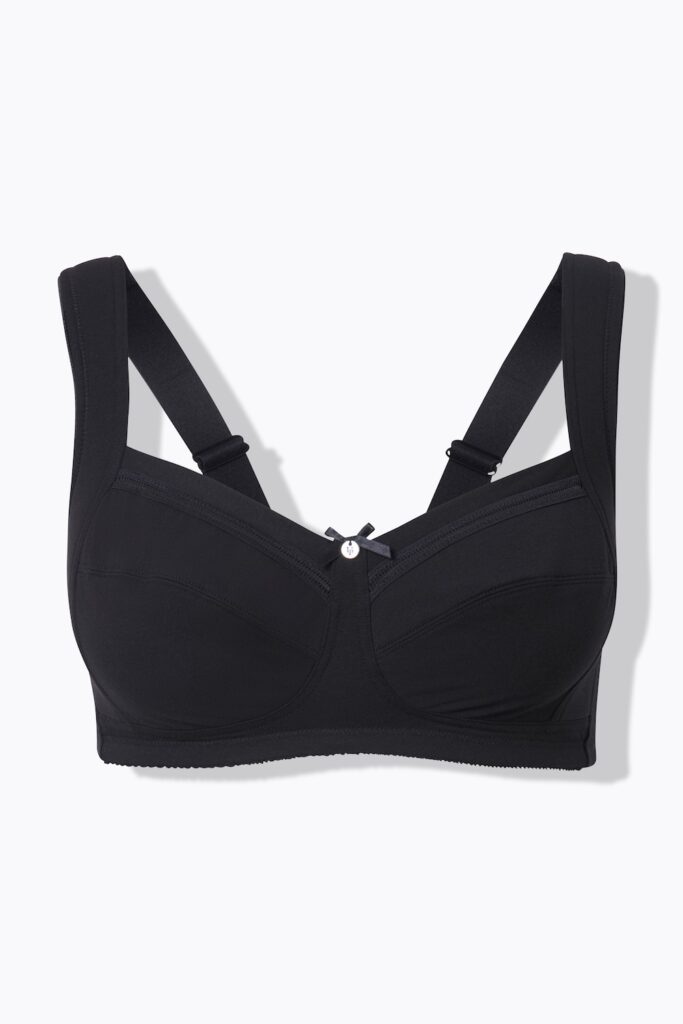 Stora storlekar Stöd-BH med spets, Dam, svart, storlek: 95E, Bomull, Ulla Popken