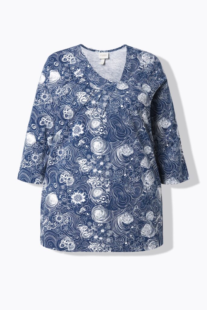 Stora storlekar T-shirt, Dam, blå, storlek: 42/44, Bomull, Ulla Popken