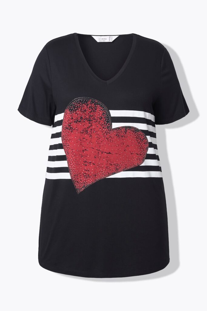 Stora storlekar T-shirt, Dam, svart, storlek: 46, Viskos, Mia Moda
