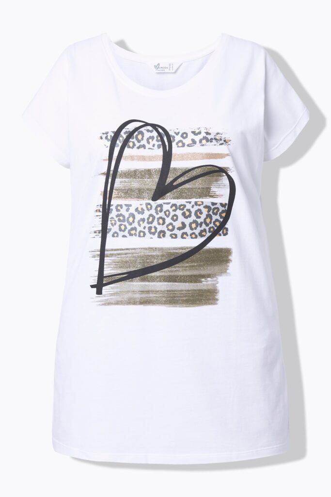 Stora storlekar T-shirt, Dam, vit, storlek: 44, Syntetfibrer/Bomull, Mia Moda